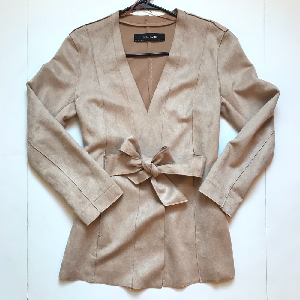 Nude Suede Blazer by ZARA